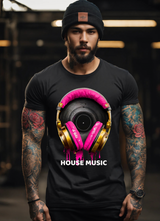 House Music Pink Headphones Art Exclusive T-Shirts | Grooveman Music