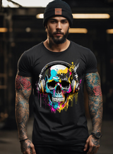 Skull Yellow Blue Art Exclusive T-Shirts | Grooveman Music