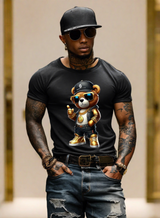 Teddy with Sunglasses Gold G Logo Hat Art Exclusive T-Shirts | Grooveman Music