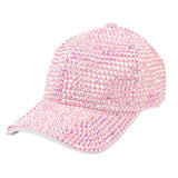 Embellished Fully Rhinestone Women's Baseball Cap: Pink