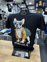 Rhinestones Dog Bitches Love Me T Shirt