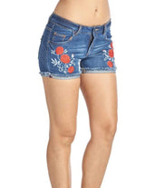 Rebel Groove Shorts Blue Denim Shorts With Roses