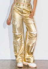 Why Gold Foil Print Cargo Pants are the Most Fashionable