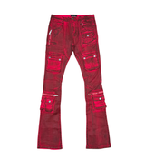 Velvet Coated Denim Stacks-Red