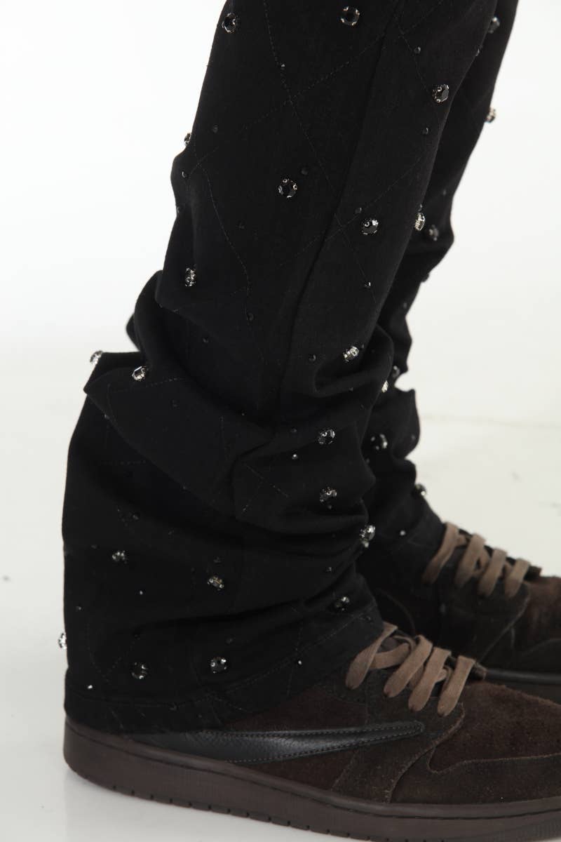 Diamond Studded Black Stacked Flare