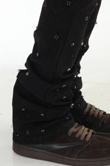 Diamond Studded Black Stacked Flare