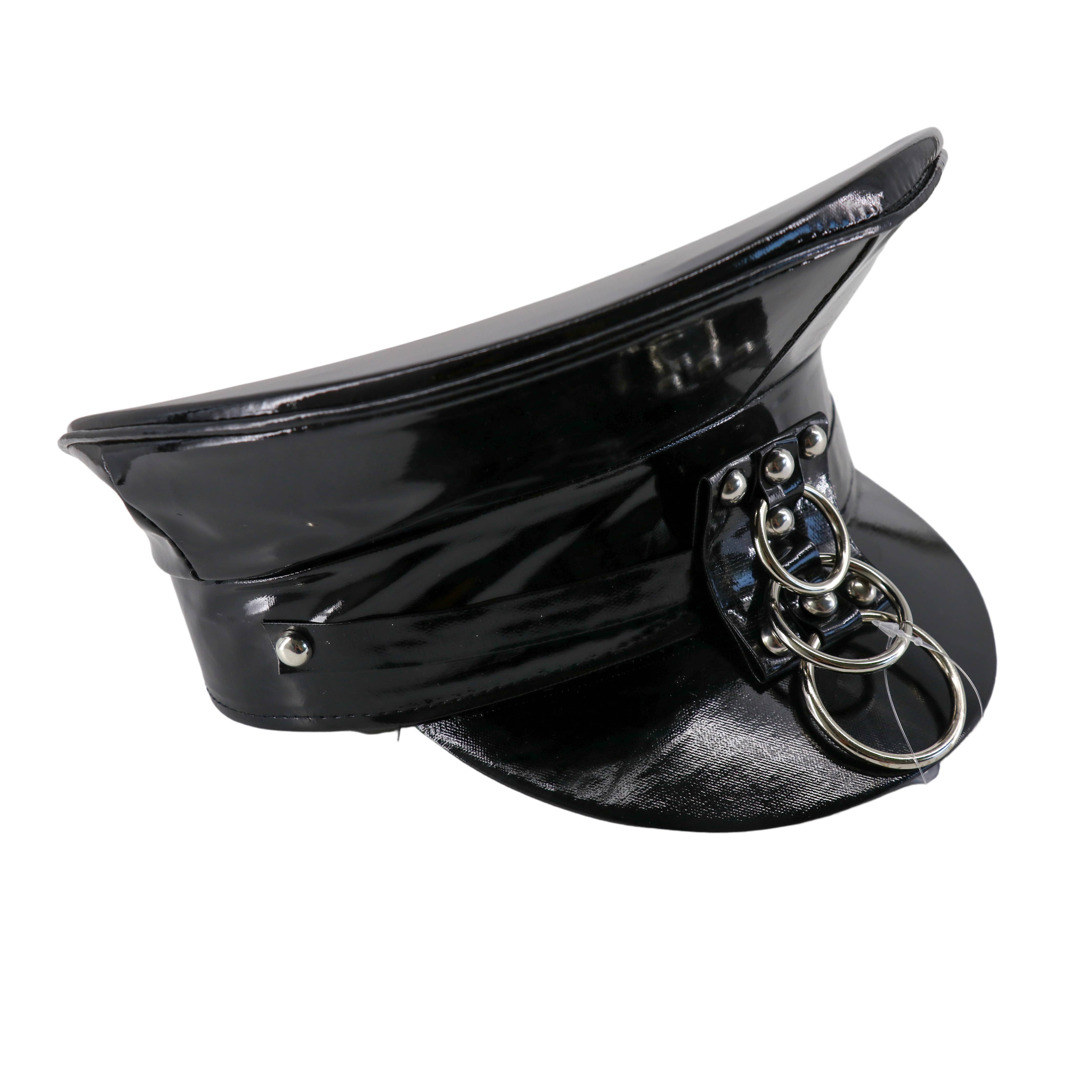 Police Hat with Rings: Black