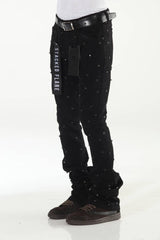 Diamond Studded Black Stacked Flare