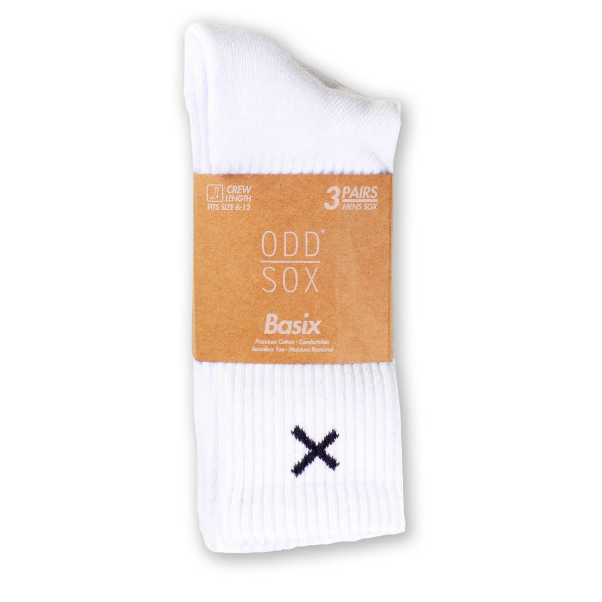 3 Pack Cotton Basix Crew White Knit Socks - Grooveman Music