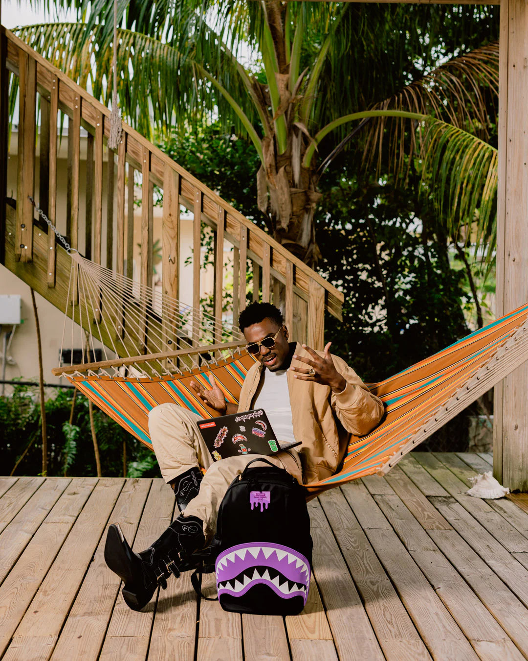 Sprayground Shark Central Passport Purple Backpack