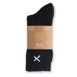 3 Pack Cotton Basix Crew Black Knit Socks