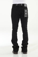 Diamond Studded Black Stacked Flare