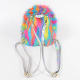 Multi Color Faux Fur Backpack: Multicolor
