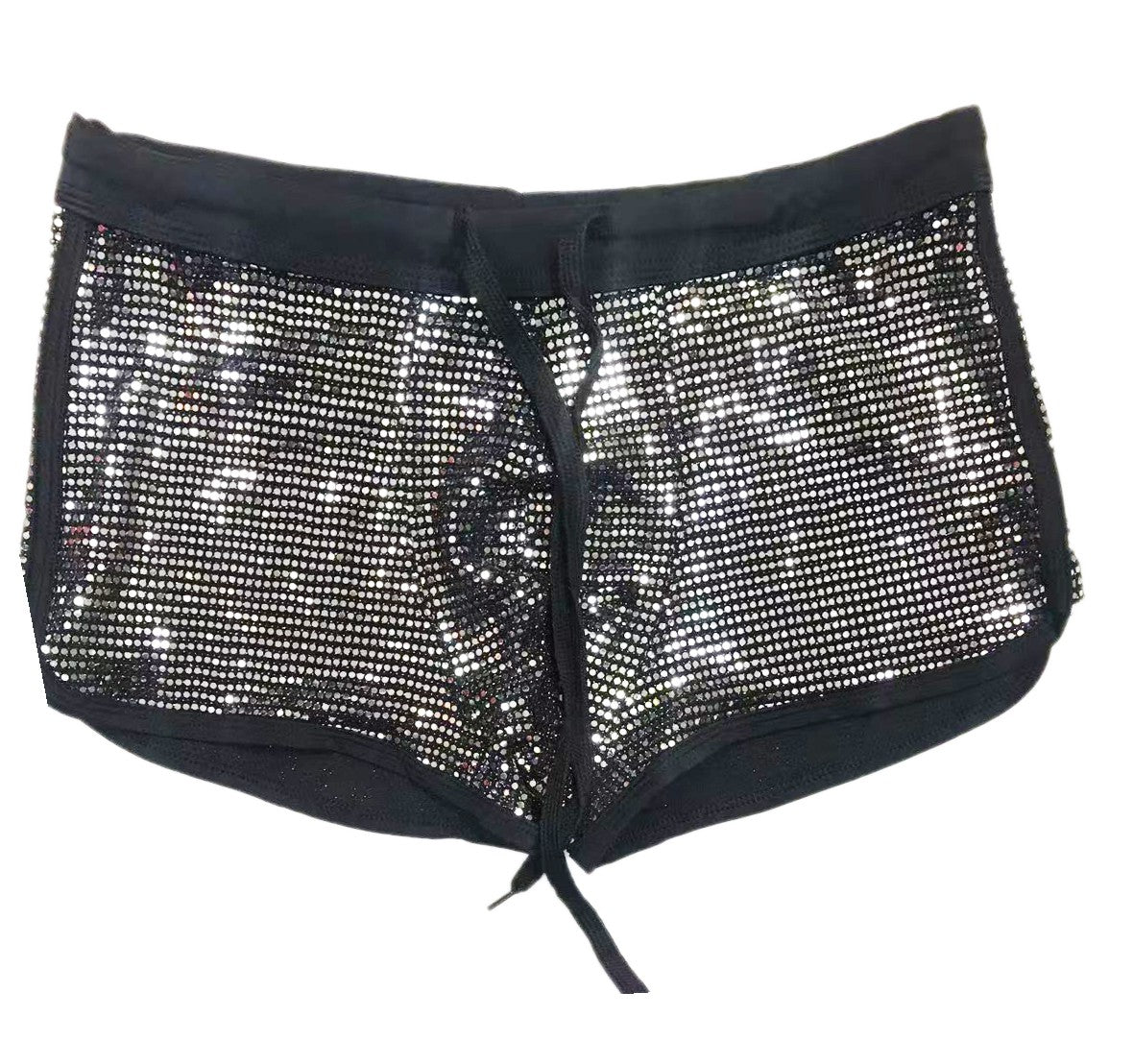 Flat Sequins Booty SHORTS Black Silver