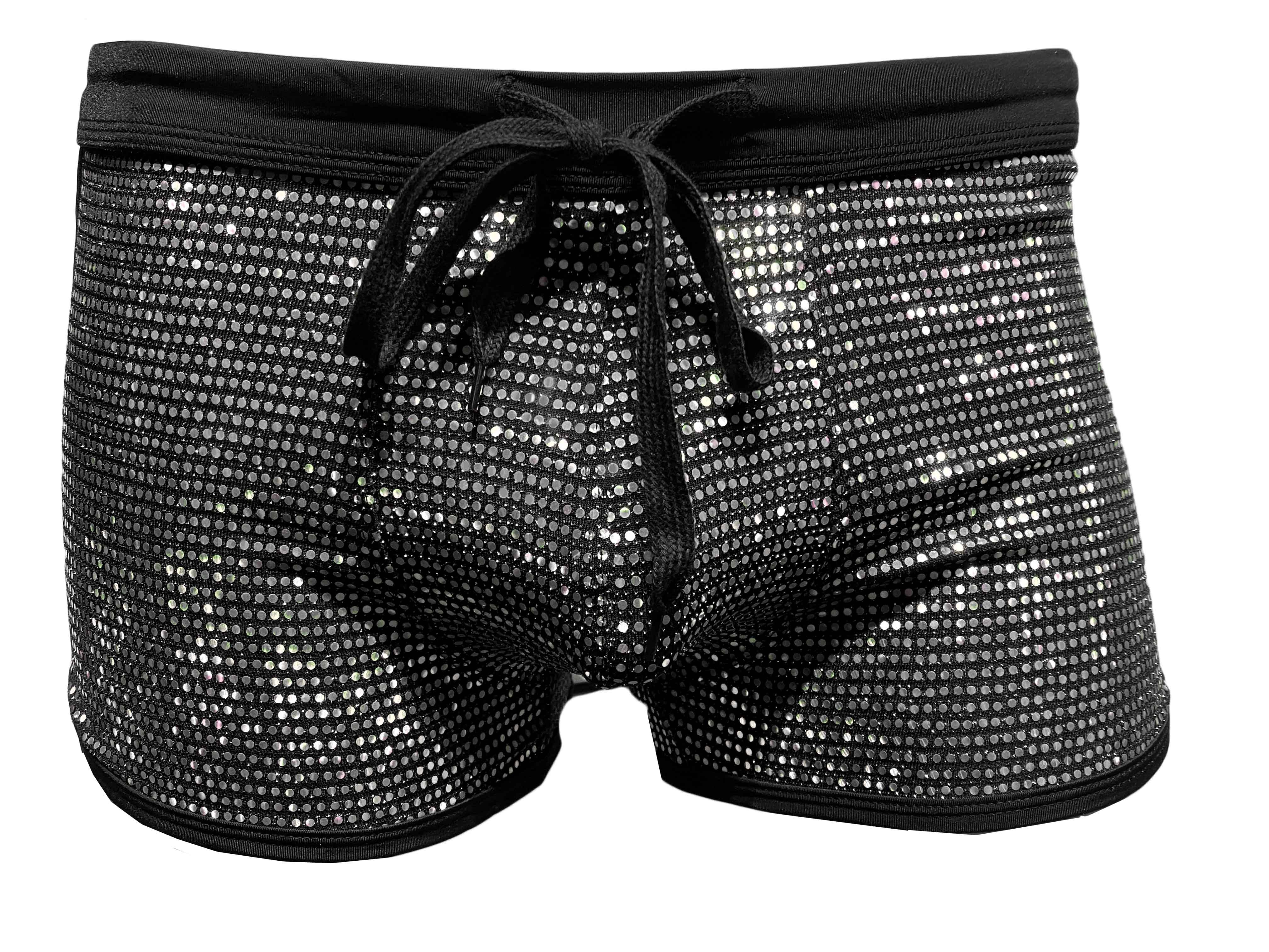 Flat Sequins Booty SHORTS Black Silver