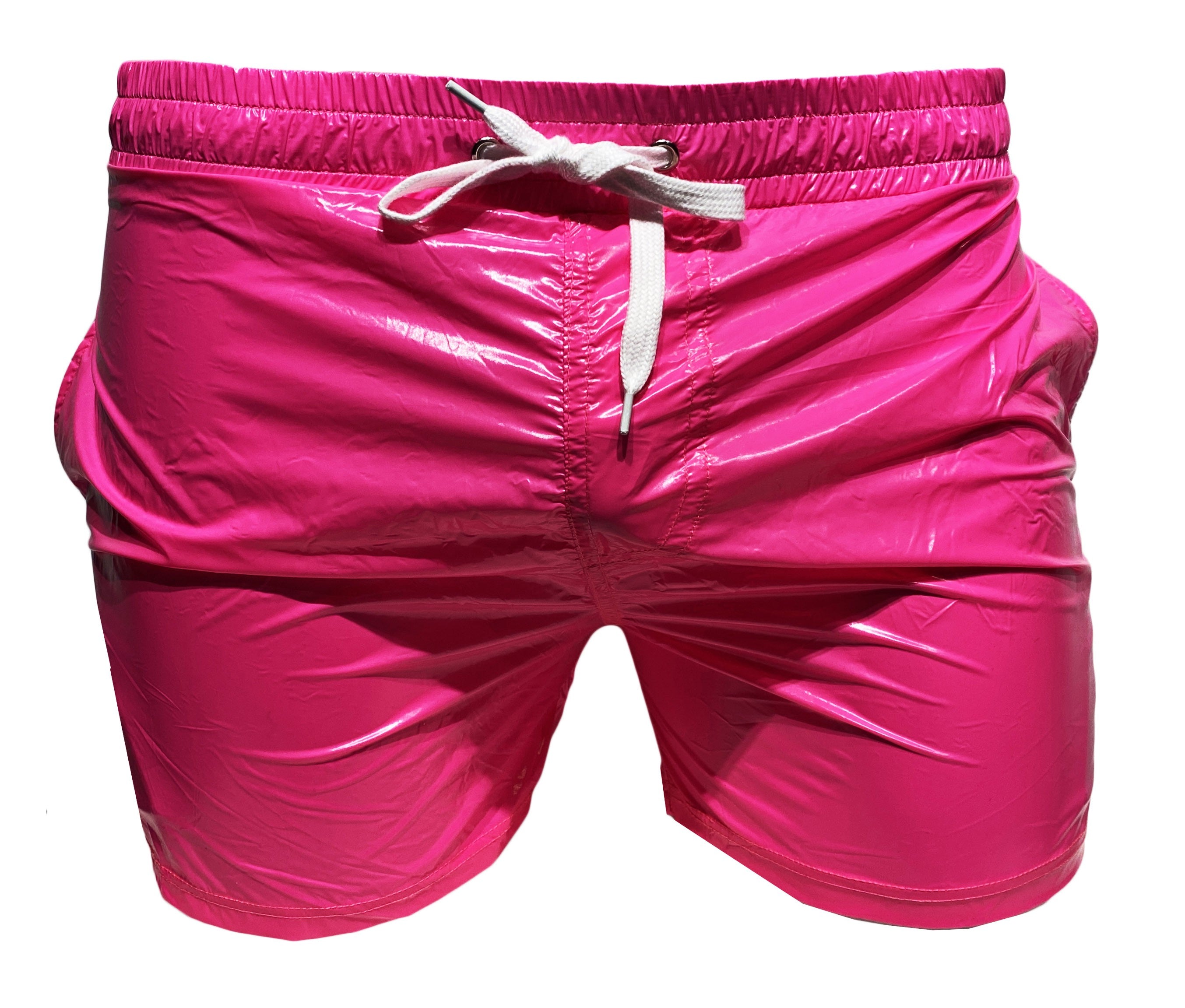 High Gloss Rave Shorts - Hot Pink