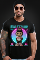 Miami Never Sleeps Rhinestone Labubu T-Shirt – Grooveman Exclusive