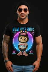 Miami Never Sleeps Rhinestone Labubu T-Shirt – Grooveman Exclusive