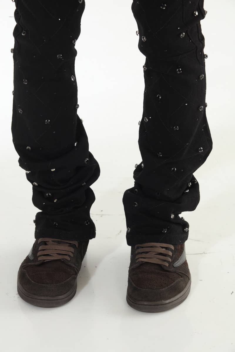 Diamond Studded Black Stacked Flare