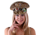 Gold Sequin Captain Hat with Kaleidoscope Goggles