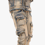 Vintage Washed Stacked Cargos Jeans