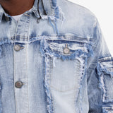 Light Sand Blue Frayed Denim Jacket