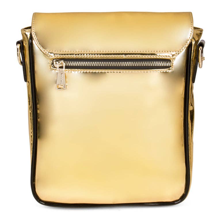 Gold Patent Apollo 1 Mini Messenger Bag