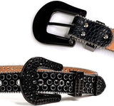 Rhinestone Belts Men Women Fashionable Sparkly Diamond Leather Belt