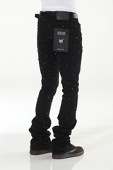 Diamond Studded Black Stacked Flare