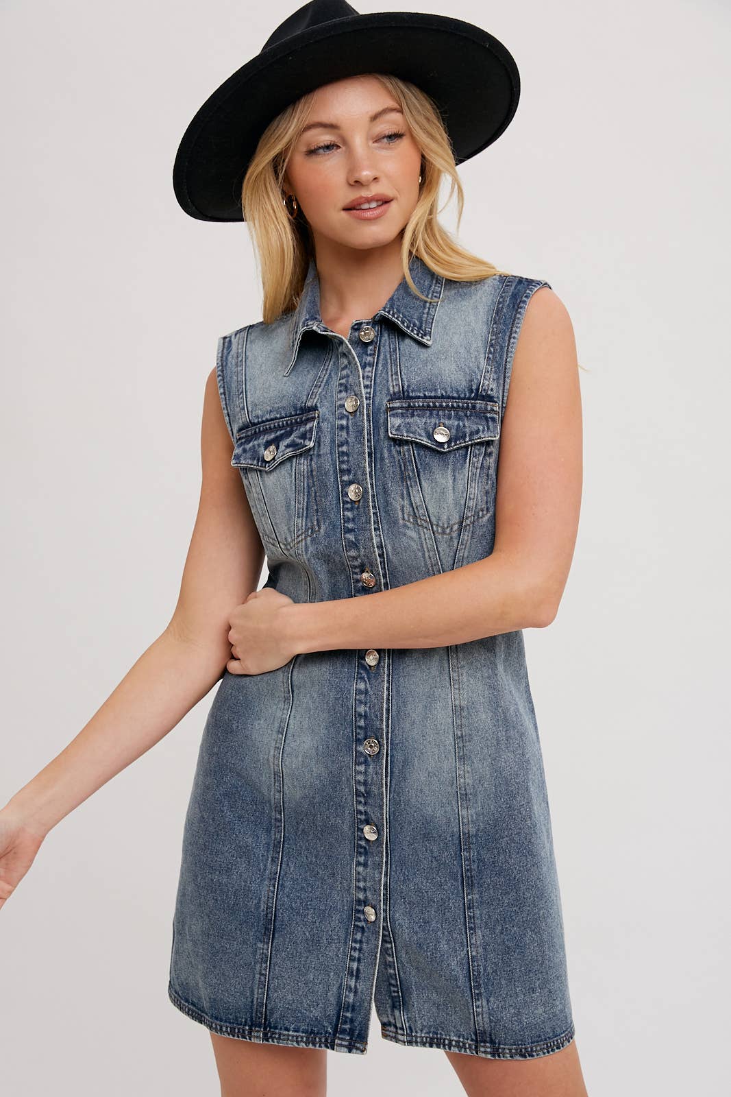 Denim Vest Up Dress - Grooveman Music