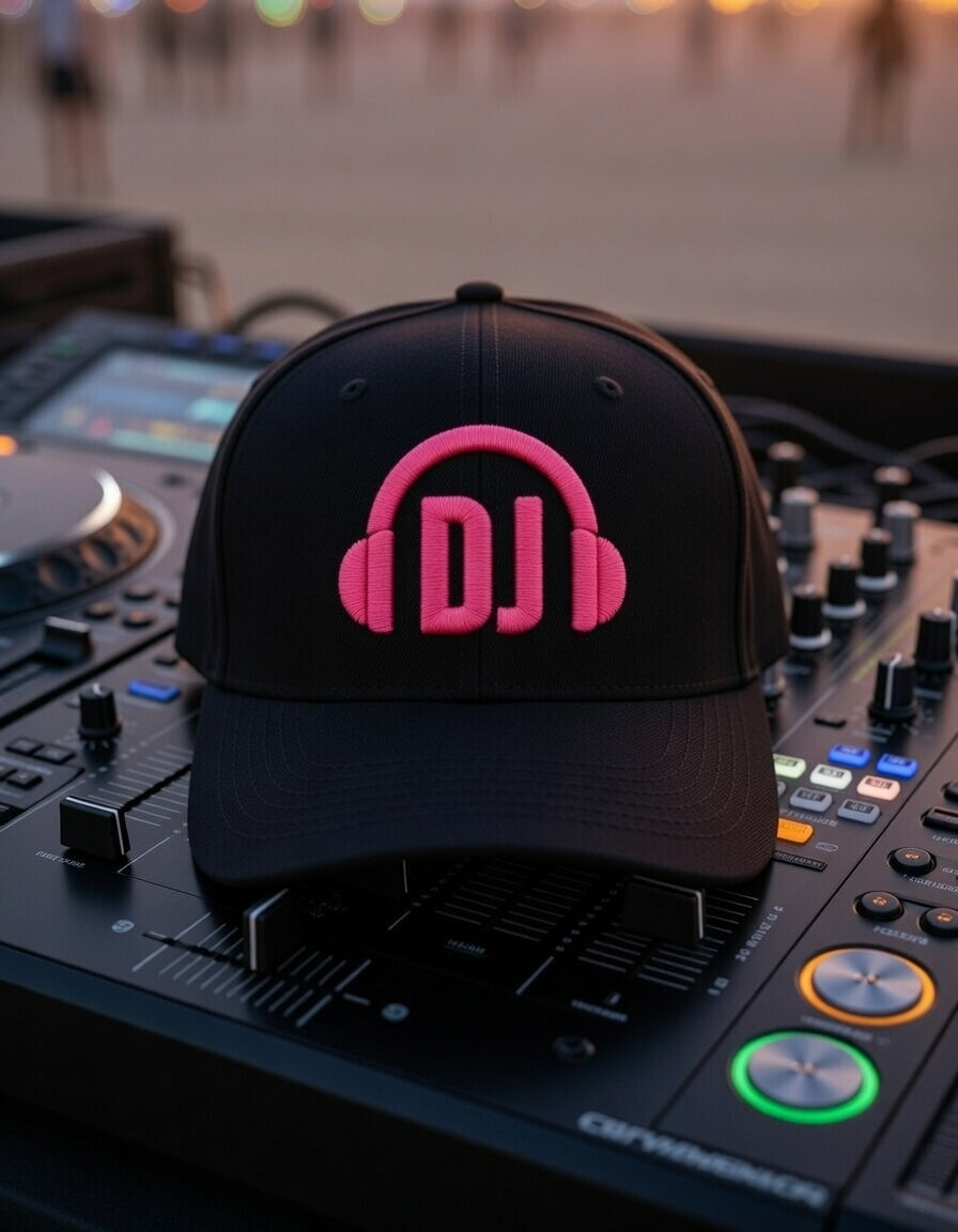 DJ Headphones Embroidered Hat – Black Streetwear Cap | Grooveman Exclusive