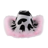 Fur Cowboy Cowgirl Hat with Cow Print