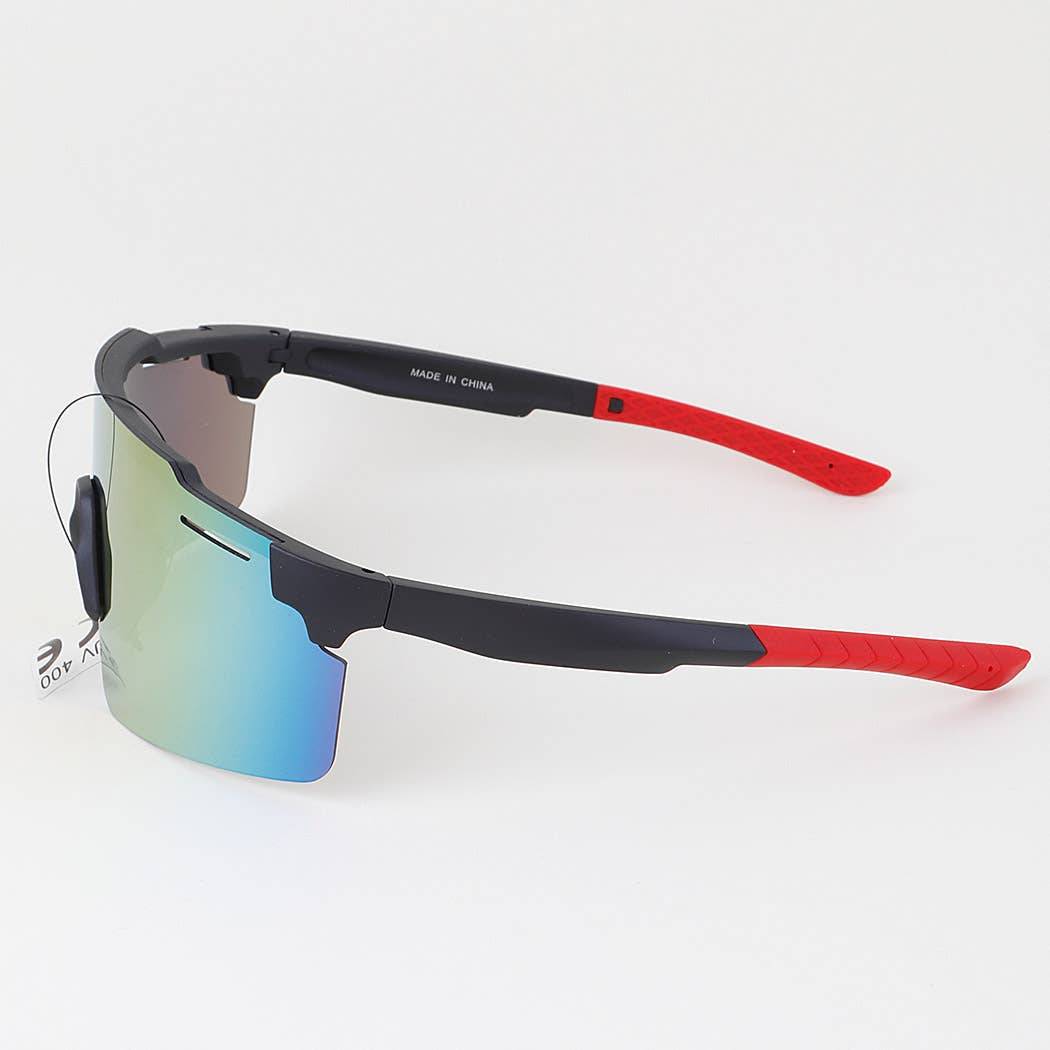 Multi Polycarbonate Mirror Shield Sunglasses: MIX