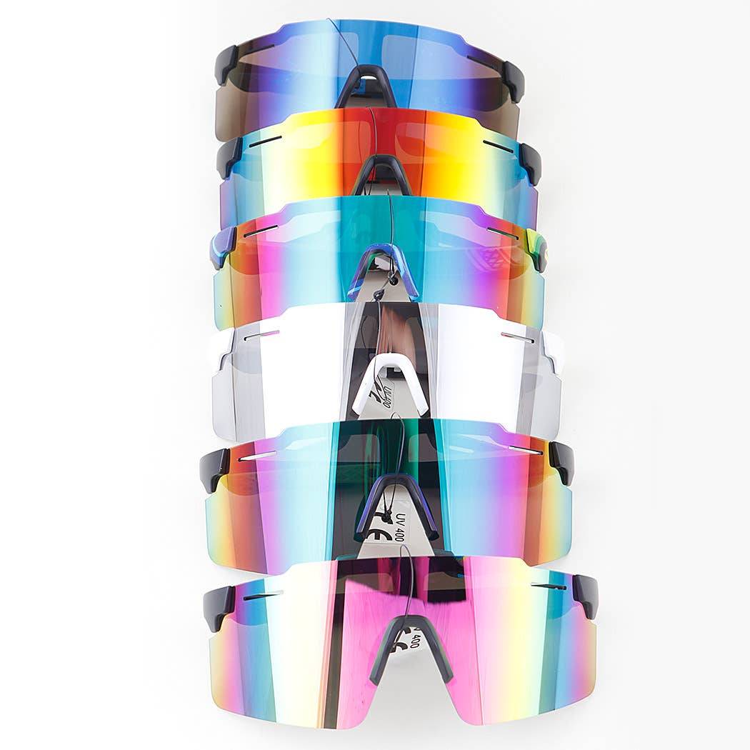 Multi Polycarbonate Mirror Shield Sunglasses: MIX