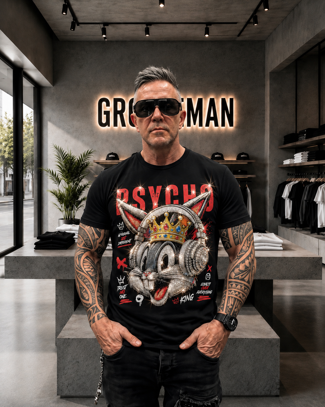 Psycho Bunny Rhinestone Graphic T-Shirt – Premium Black Tee | Limited Edition