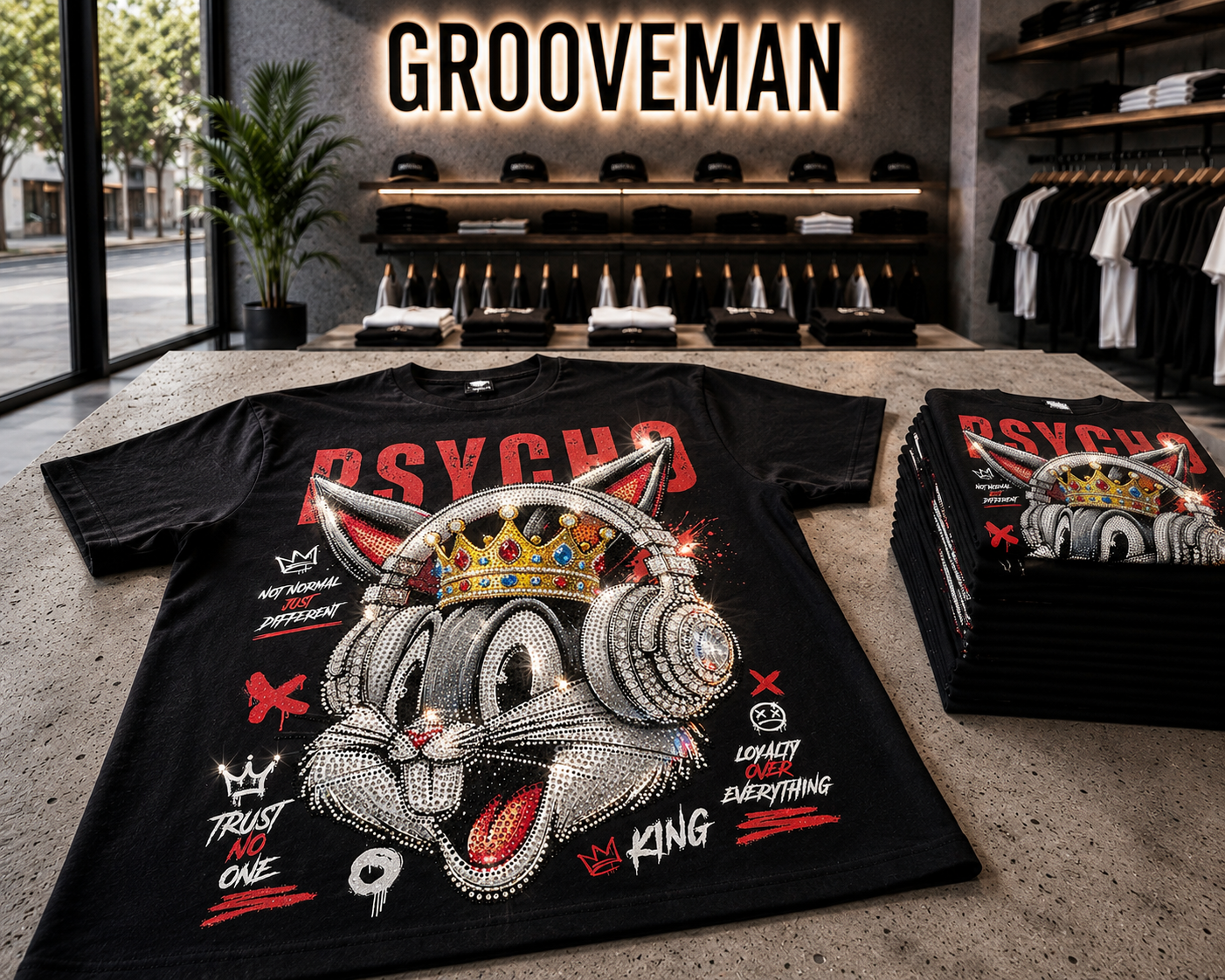 Psycho Bunny Rhinestone Graphic T-Shirt – Premium Black Tee | Limited Edition