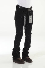 Diamond Studded Black Stacked Flare