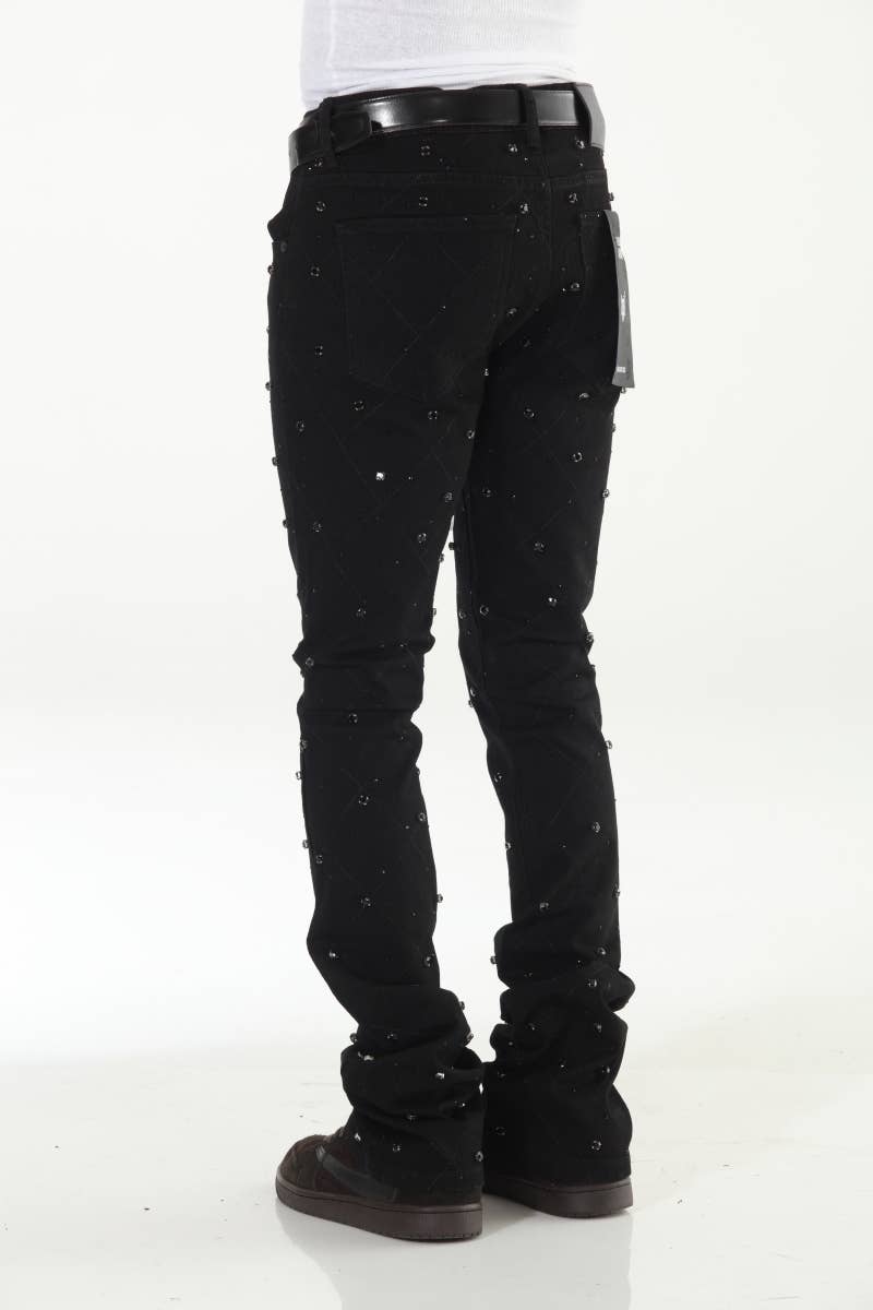 Diamond Studded Black Stacked Flare