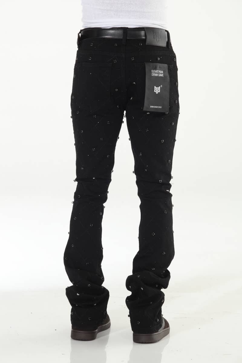 Diamond Studded Black Stacked Flare