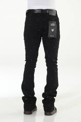 Diamond Studded Black Stacked Flare