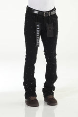 Diamond Studded Black Stacked Flare