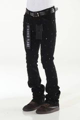 Diamond Studded Black Stacked Flare