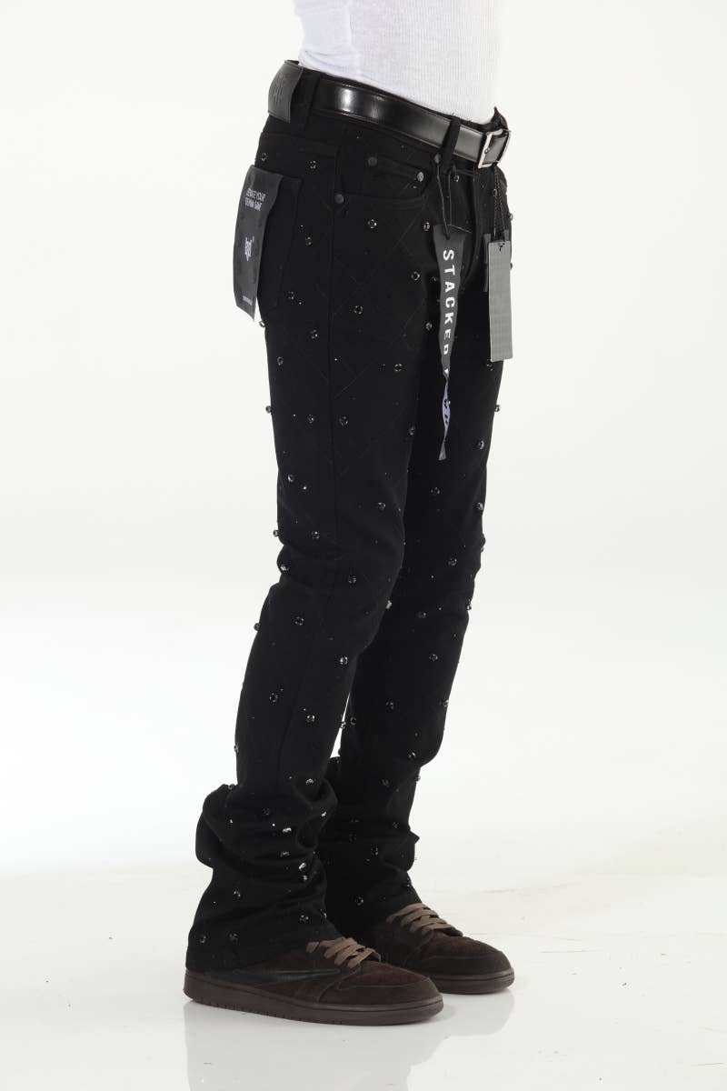 Diamond Studded Black Stacked Flare