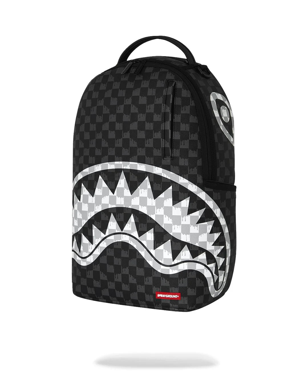 Sprayground Black and White Drip Check Shark BACKPACK