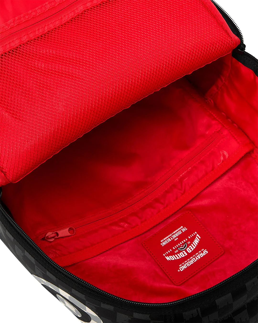 Sprayground Black and White Drip Check Shark BACKPACK