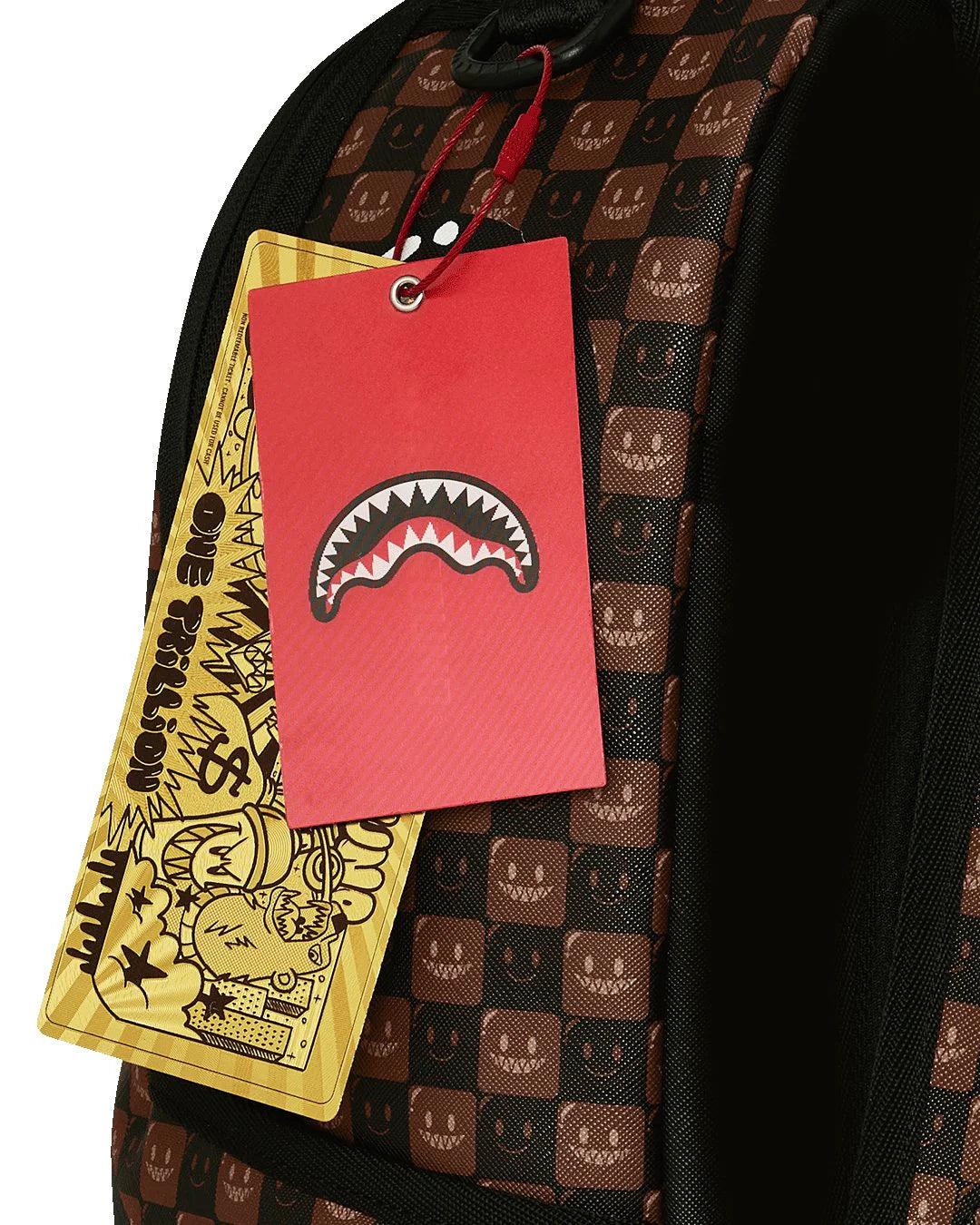 Sprayground Sharks in Paris WTF Bubbly Brown Check Backpack