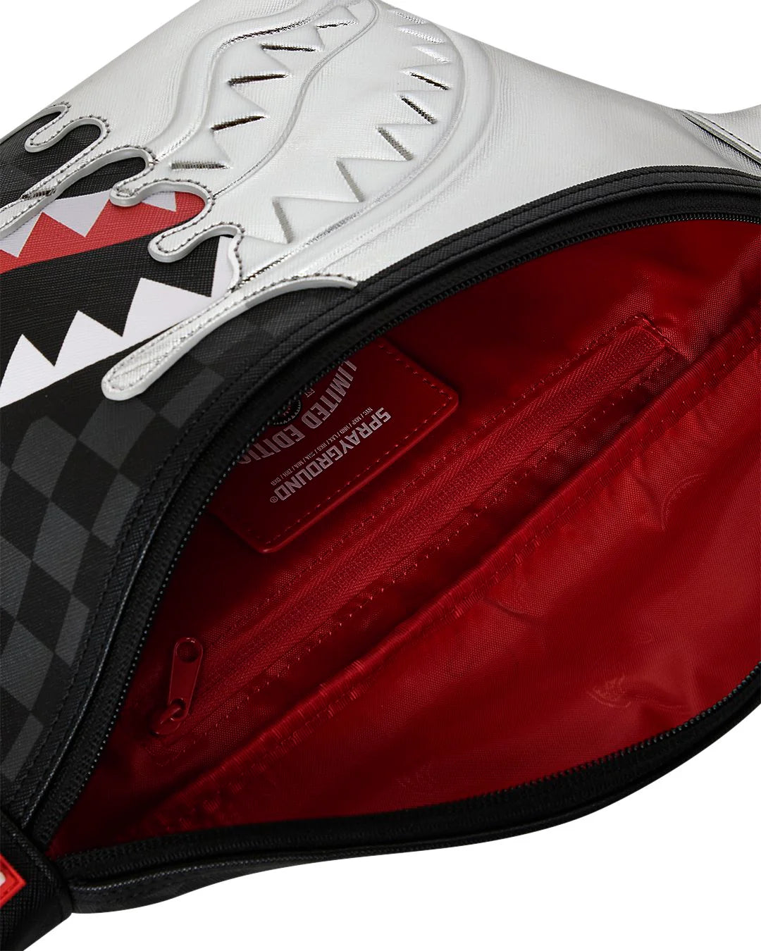 Sprayground Silver Side Drip Black Check Savvy Crossbody