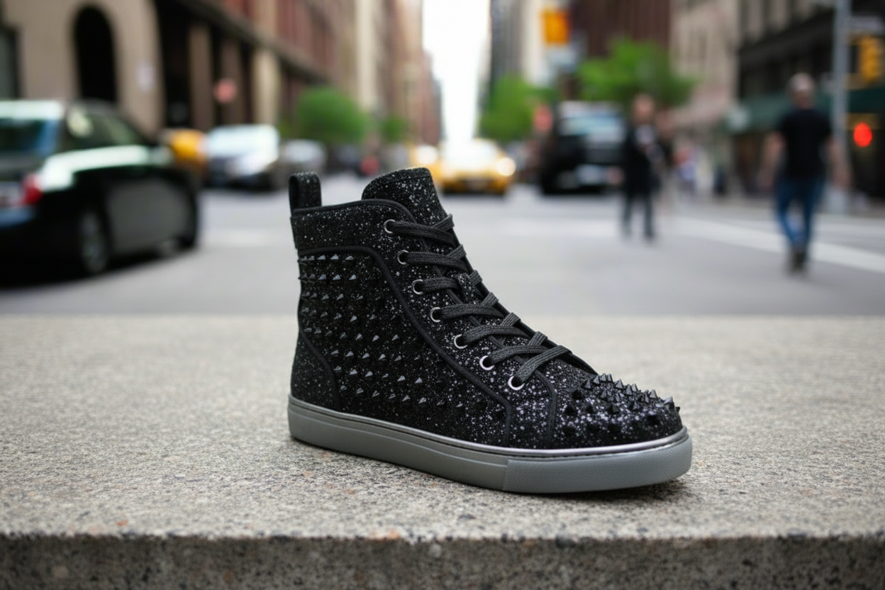 Black Glitter Black Spikes Encore by Fiesso