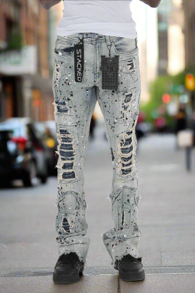 メンズ Xfrm Y2K Paint Splatter Flare Jeans