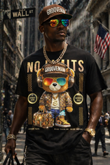 Rhinestone Teddy Bear T-Shirt Men – Bling Bling Graphic Tee Black | Grooveman Exclusive Limited Drop